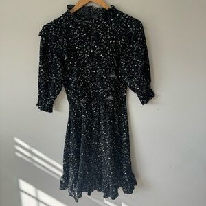 Zara Black Floral Long Sleeve Dress